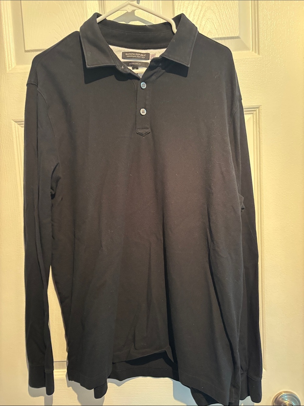 Banana Republic Men's Long-Sleeve Polo Shirt - Black